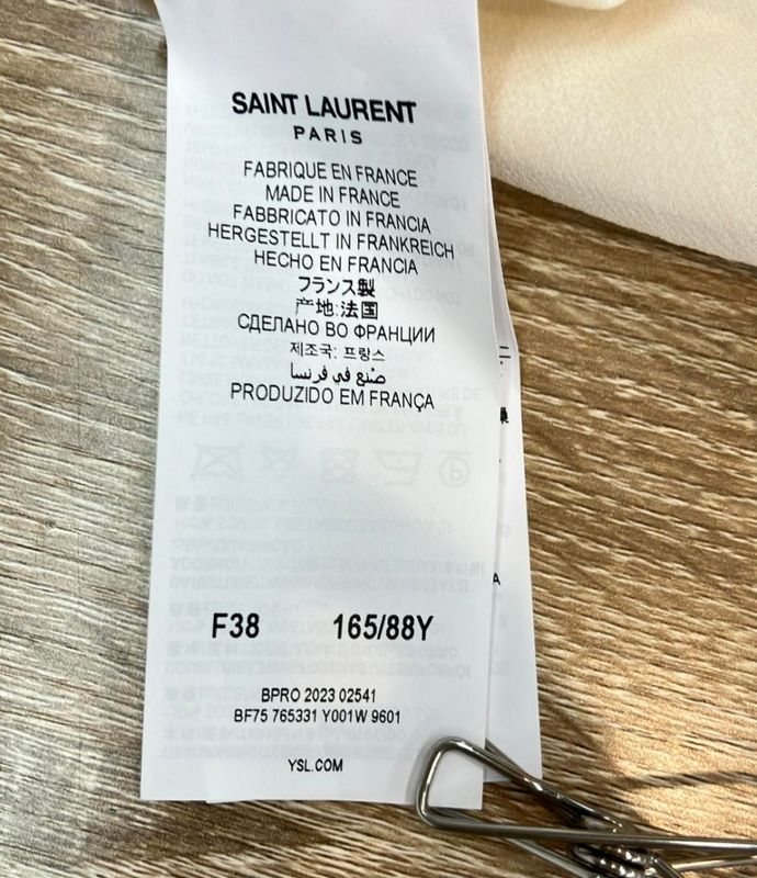 Saint Laurent Long Sleeve Blouse Off Shoulder 2023 Cowlback Silk Envers Satin