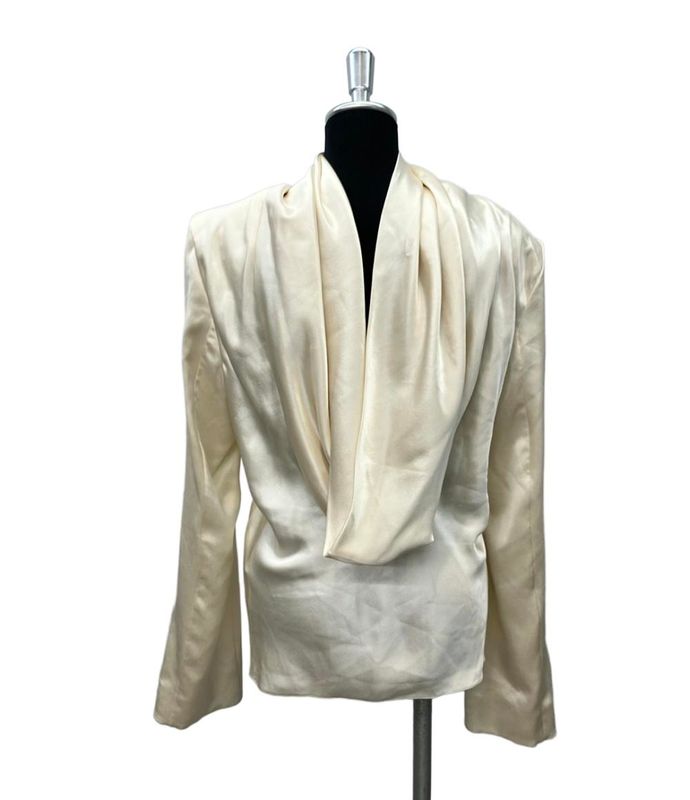 Saint Laurent Long Sleeve Blouse Off Shoulder 2023 Cowlback Silk Envers Satin