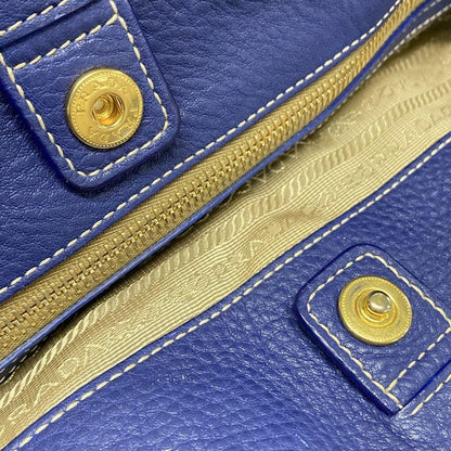 Prada Tote Bag Blue Leather Tag Leather