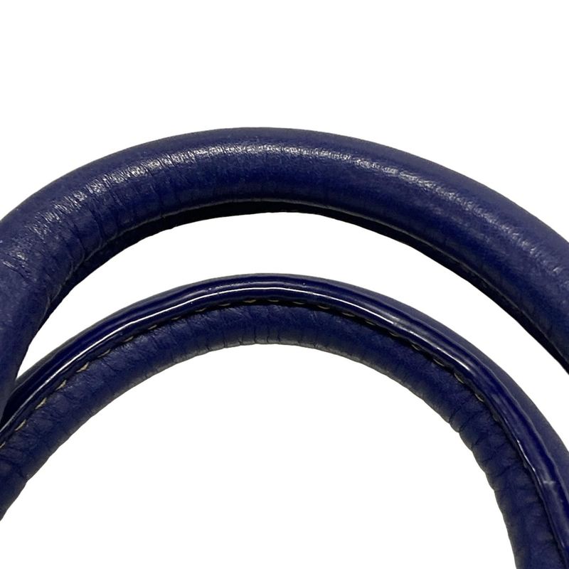 Prada Tote Bag Blue Leather Tag Leather