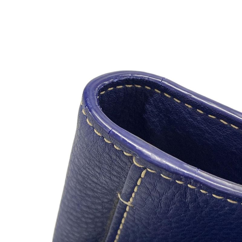 Prada Tote Bag Blue Leather Tag Leather