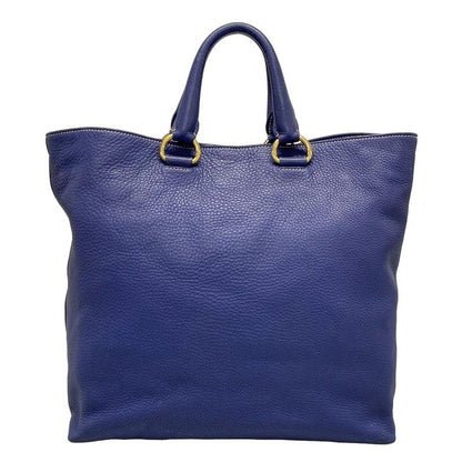 Prada Tote Bag Blue Leather Tag Leather