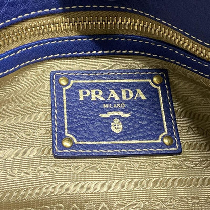 Prada Tote Bag Blue Leather Tag Leather
