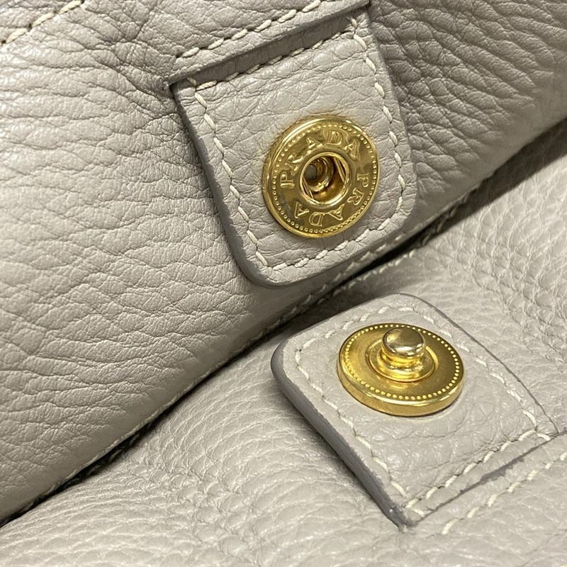 Prada Tote Bag Grey Leather Tag Leather