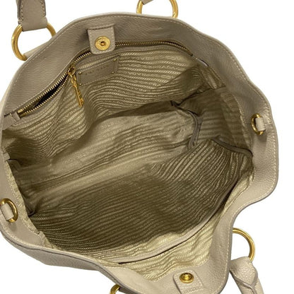 Prada Tote Bag Grey Leather Tag Leather