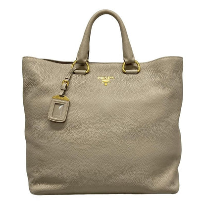 Prada Tote Bag Grey Leather Tag Leather