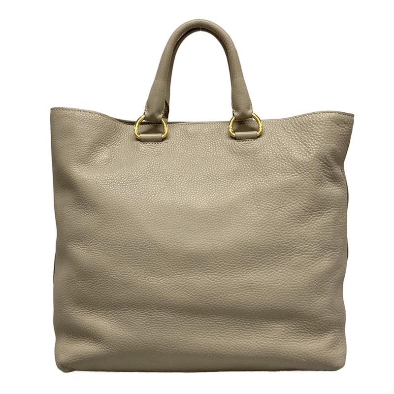 Prada Tote Bag Grey Leather Tag Leather