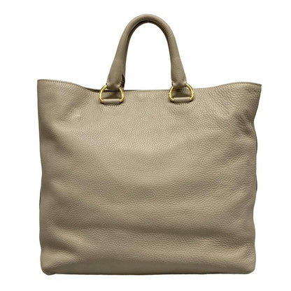 Prada Tote Bag Grey Leather Tag Leather