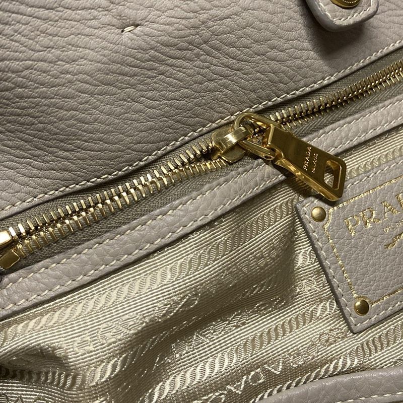 Prada Tote Bag Grey Leather Tag Leather