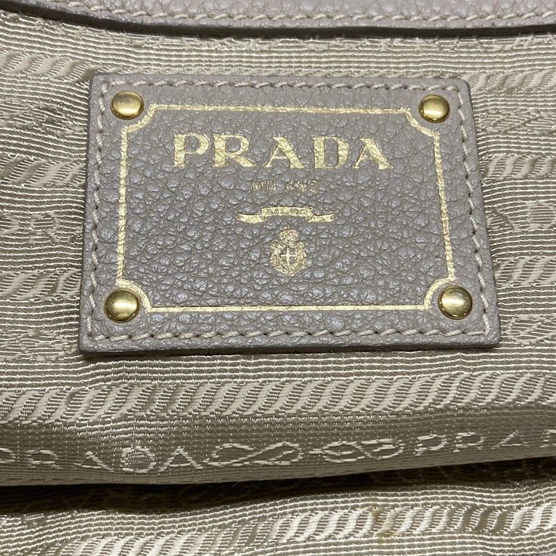 Prada Tote Bag Grey Leather Tag Leather
