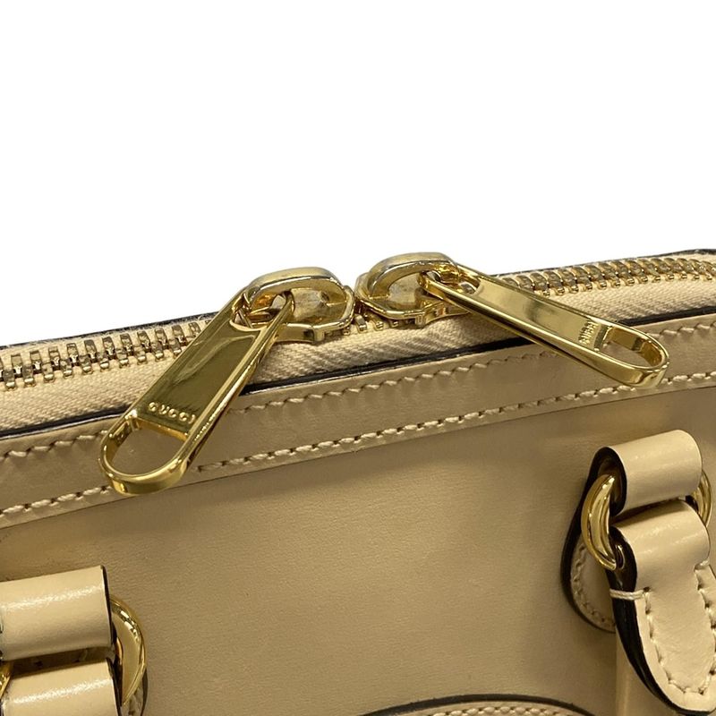 Gucci Handbag Horsebit 640716 Beige Leather