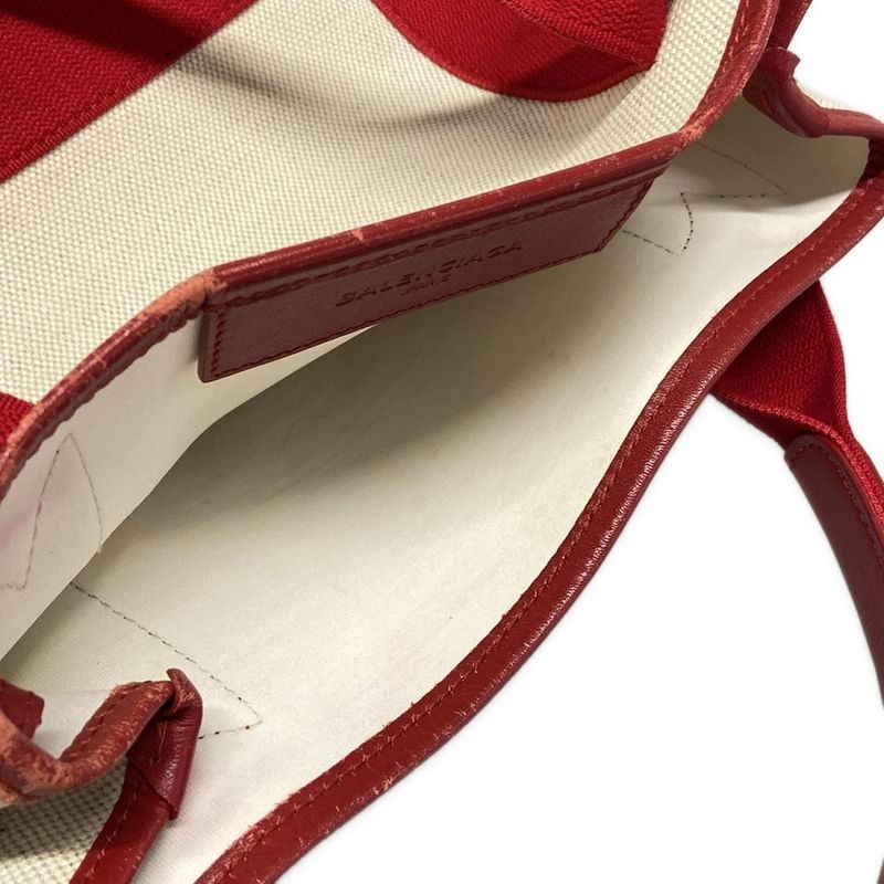 Balenciaga Tote Bag Navy Cabas Su XS 390346 Ivory and Red Leather