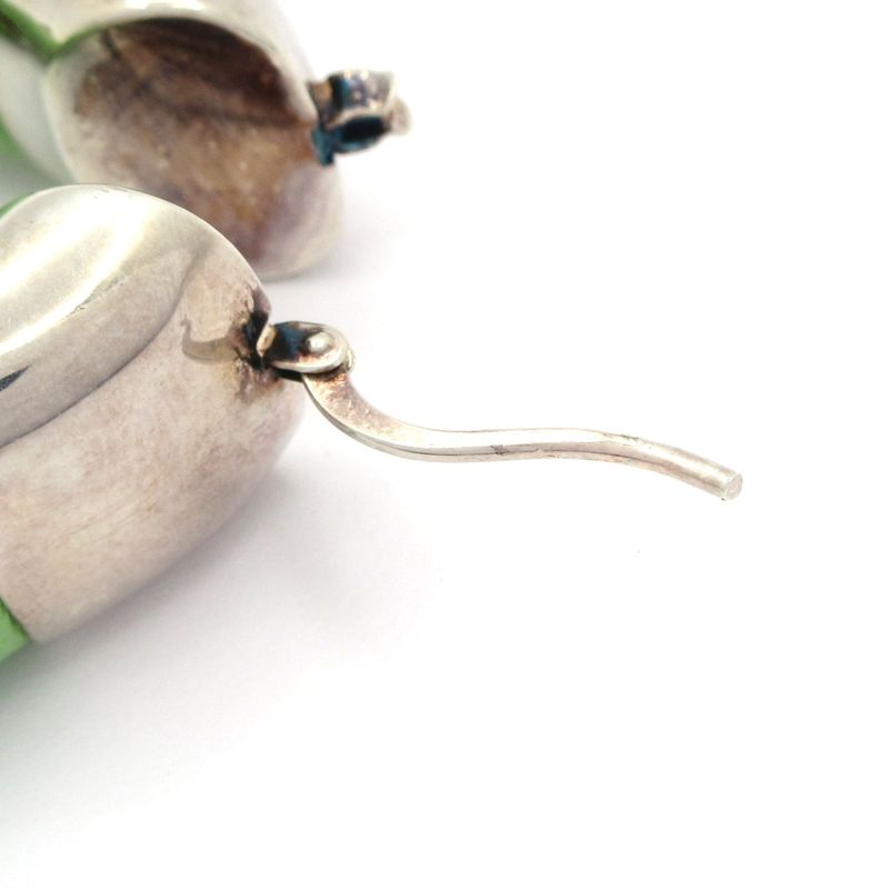 Bottega Veneta Earrings 657438 Leather Silver X Light Green Twisted One Ear Only