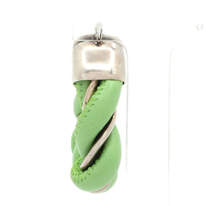 Bottega Veneta Earrings 657438 Leather Silver X Light Green Twisted One Ear Only