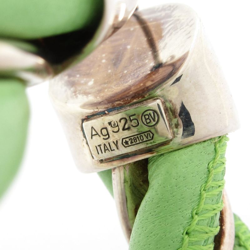 Bottega Veneta Earrings 657438 Leather Silver X Light Green Twisted One Ear Only