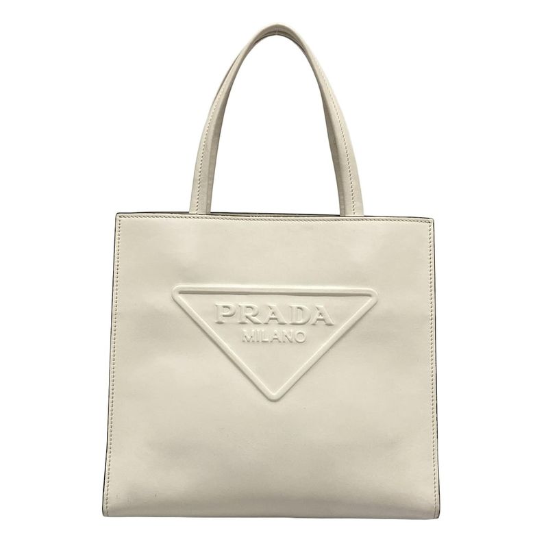 Prada Tote Bag White Leather
