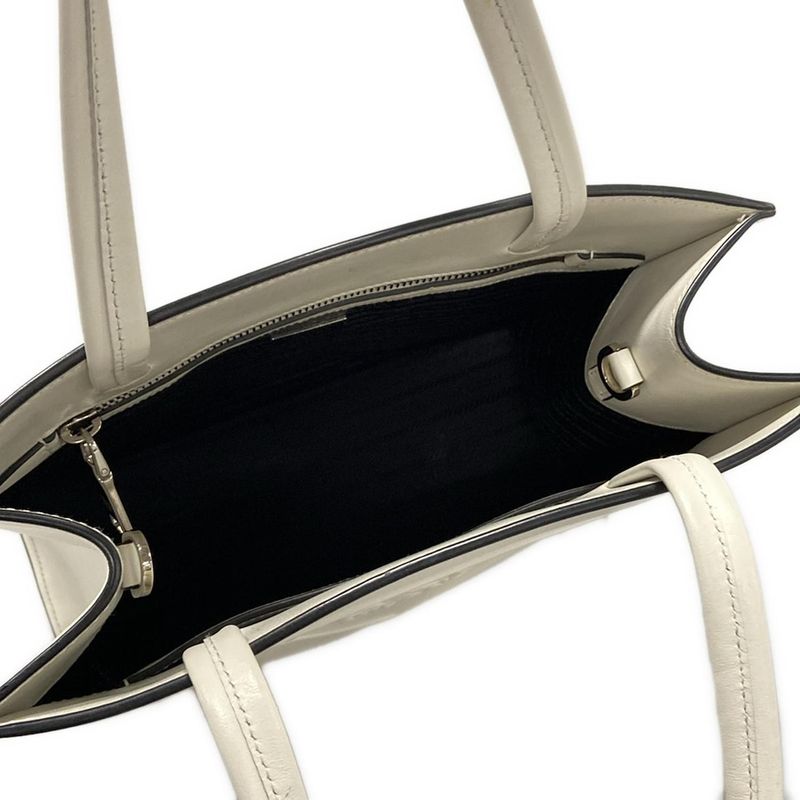 Prada Tote Bag White Leather