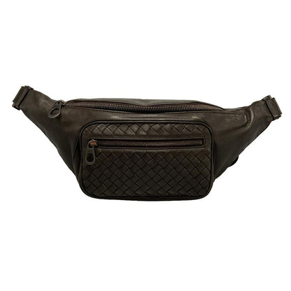 Bottega Veneta Intrecciato Waist Pouch 222310 Dark Brown Leather