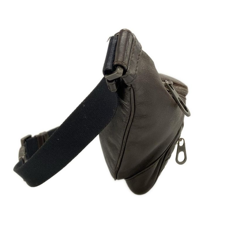 Bottega Veneta Intrecciato Waist Pouch 222310 Dark Brown Leather