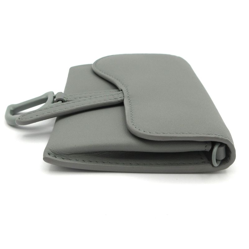 Dior Christian Dior Coin Case Saddle Gray Leather