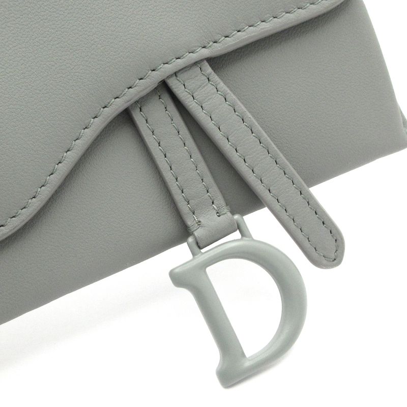 Dior Christian Dior Coin Case Saddle Gray Leather