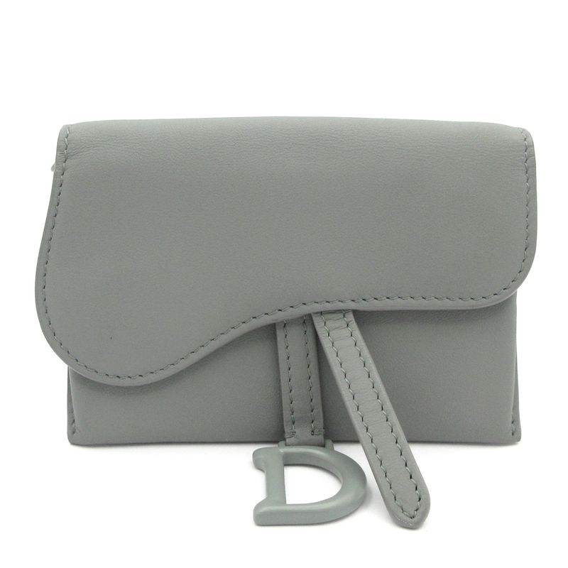 Dior Christian Dior Coin Case Saddle Gray Leather