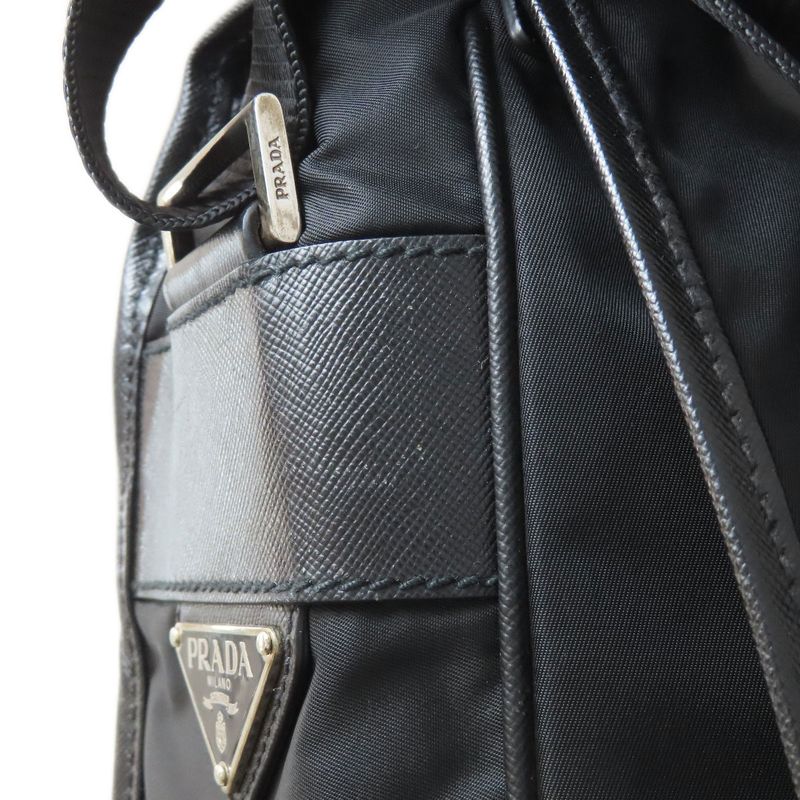Prada V158 Messenger Bag Logo Hardware Shoulder Bag Nylon Women
