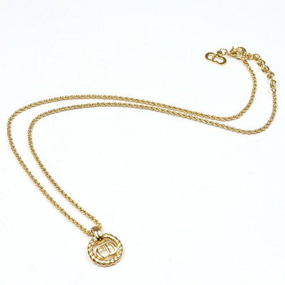Dior Logo Necklace Gold Color 45.8 cm Rope Circle Costume Jewelry