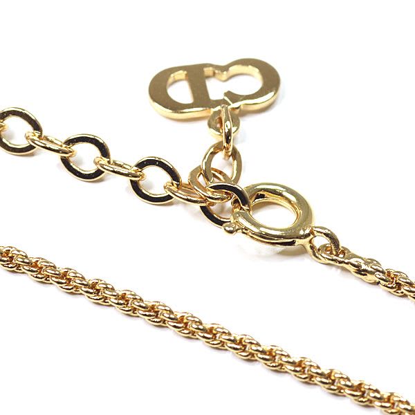 Dior Logo Necklace Gold Color 45.8 cm Rope Circle Costume Jewelry
