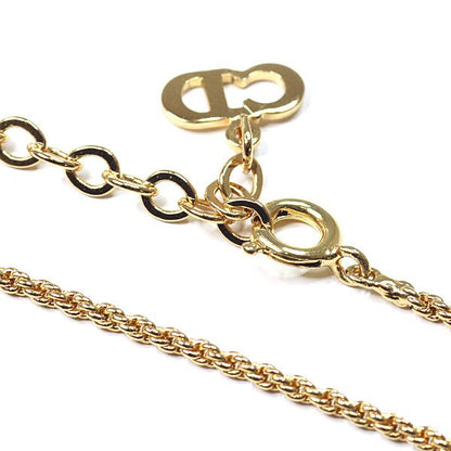 Dior Logo Necklace Gold Color 45.8 cm Rope Circle Costume Jewelry