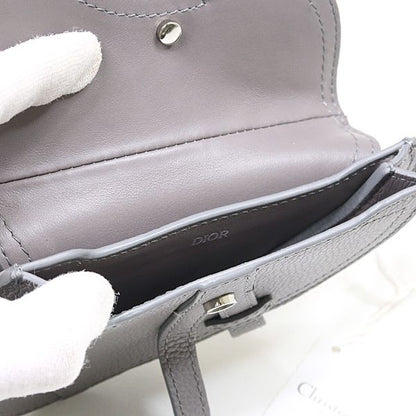 Dior Saddle Pouch Leather Gray CD Hook Hardware Mini Accessory