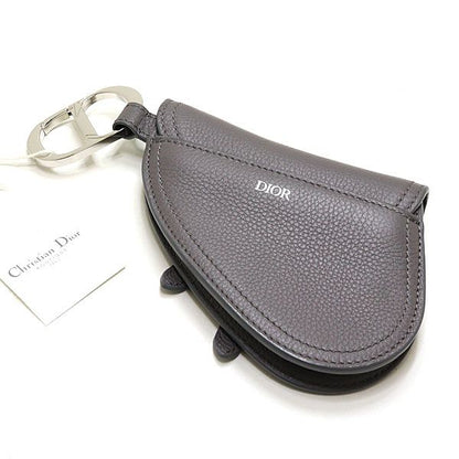 Dior Saddle Pouch Leather Gray CD Hook Hardware Mini Accessory