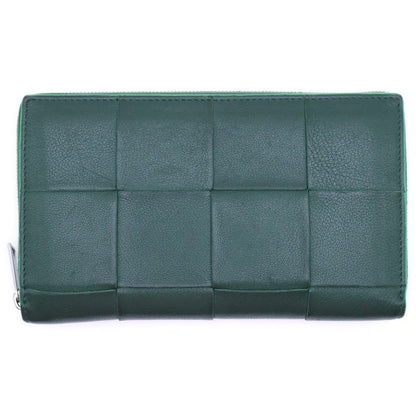 Bottega Veneta Intrecciato Cassette Round Long Wallet Long Wallet Green Leather