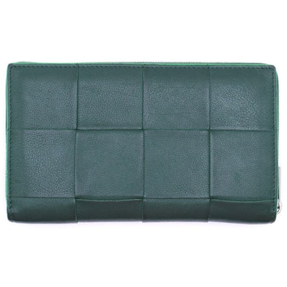 Bottega Veneta Intrecciato Cassette Round Long Wallet Long Wallet Green Leather