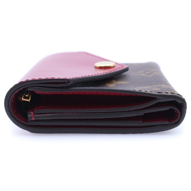 Louis Vuitton Monogram Portefeuille Zoe Fuchsia Trifold Compact Wallet Brown