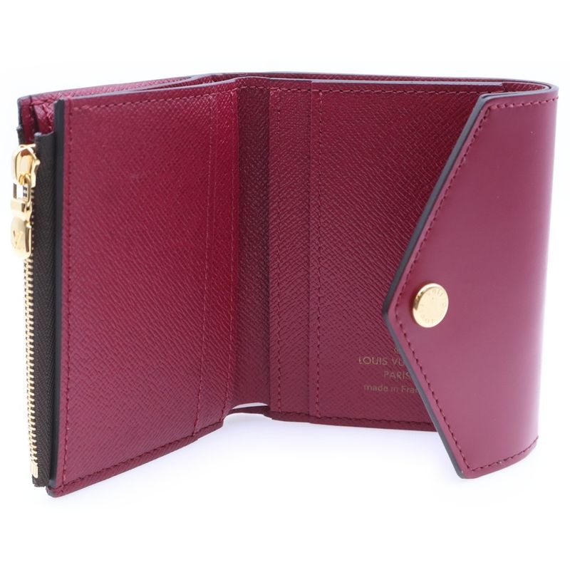 Louis Vuitton Monogram Portefeuille Zoe Fuchsia Trifold Compact Wallet Brown