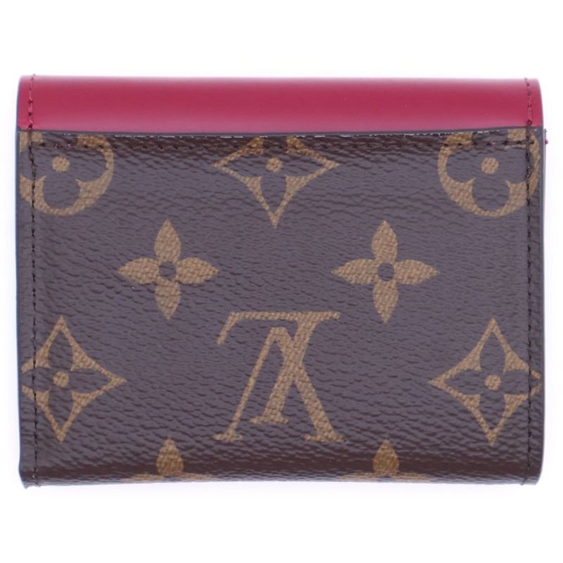 Louis Vuitton Monogram Portefeuille Zoe Fuchsia Trifold Compact Wallet Brown