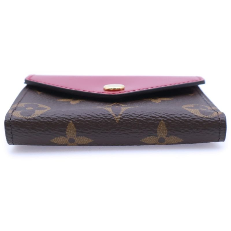 Louis Vuitton Monogram Portefeuille Zoe Fuchsia Trifold Compact Wallet Brown