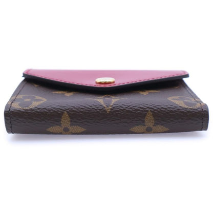 Louis Vuitton Monogram Portefeuille Zoe Fuchsia Trifold Compact Wallet Brown