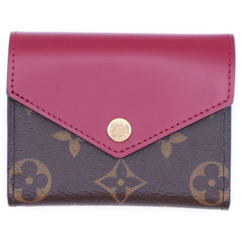 Louis Vuitton Monogram Portefeuille Zoe Fuchsia Trifold Compact Wallet Brown