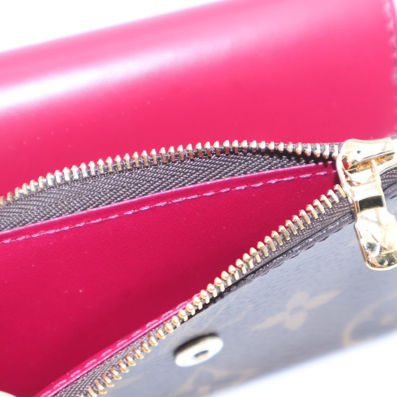 Louis Vuitton Monogram Portefeuille Zoe Fuchsia Trifold Compact Wallet Brown