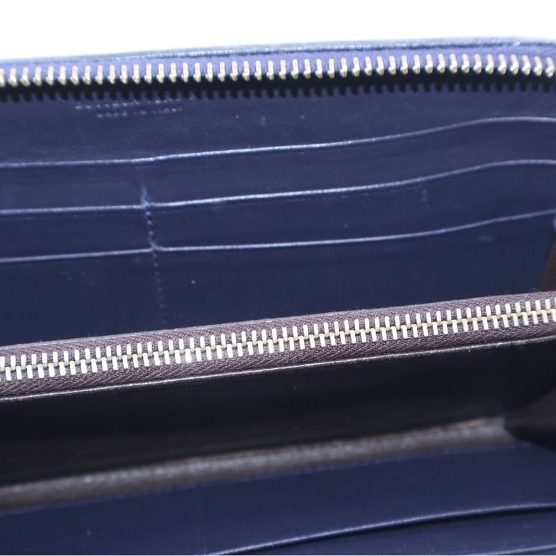 Bottega Veneta Intrecciato Long Wallet Long Wallet Navy Leather Gold Hardware