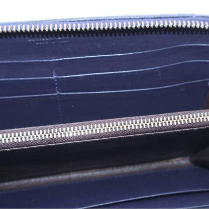 Bottega Veneta Intrecciato Long Wallet Long Wallet Navy Leather Gold Hardware