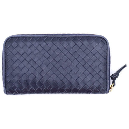 Bottega Veneta Intrecciato Long Wallet Long Wallet Navy Leather Gold Hardware