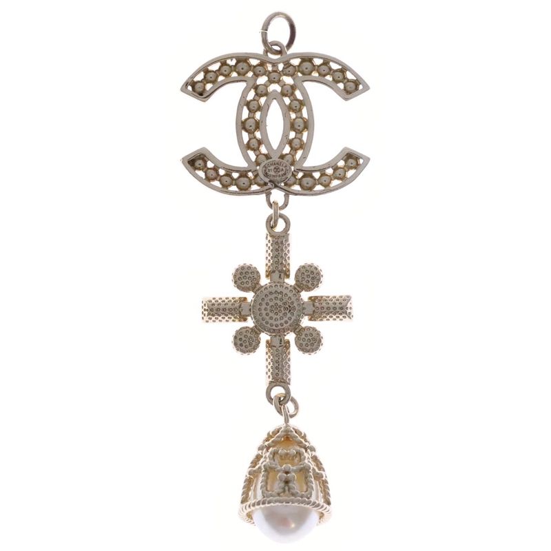 Chanel Coco Mark Rhinestone Pendant Necklace Top GP Gold