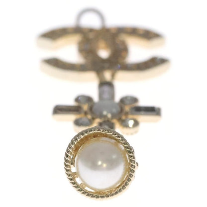 Chanel Coco Mark Rhinestone Pendant Necklace Top GP Gold