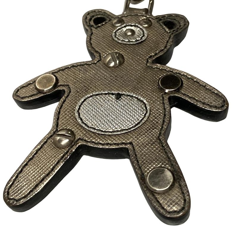 Prada Key Holder (charm ) 1ar245 Silver Bear Leather