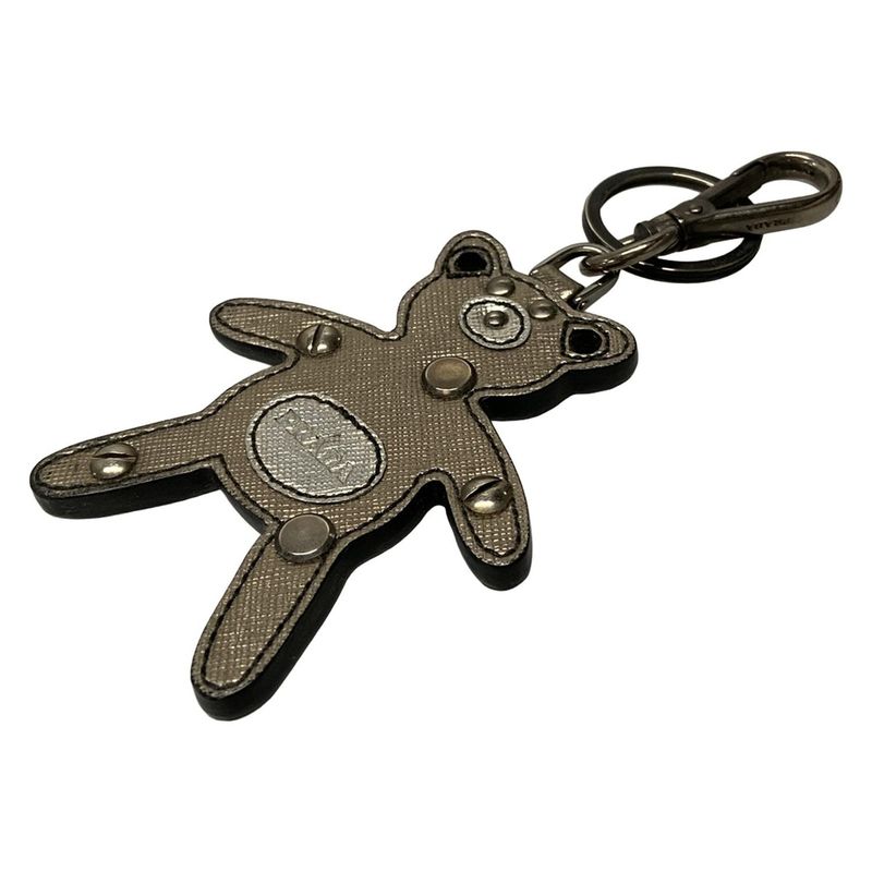 Prada Key Holder (charm ) 1ar245 Silver Bear Leather