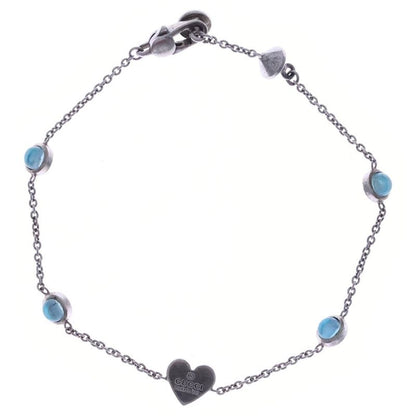 Gucci Heart Tag Stone Bracelet Silver Chain Sv925