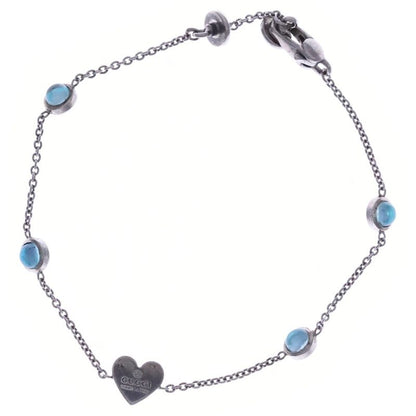 Gucci Heart Tag Stone Bracelet Silver Chain Sv925
